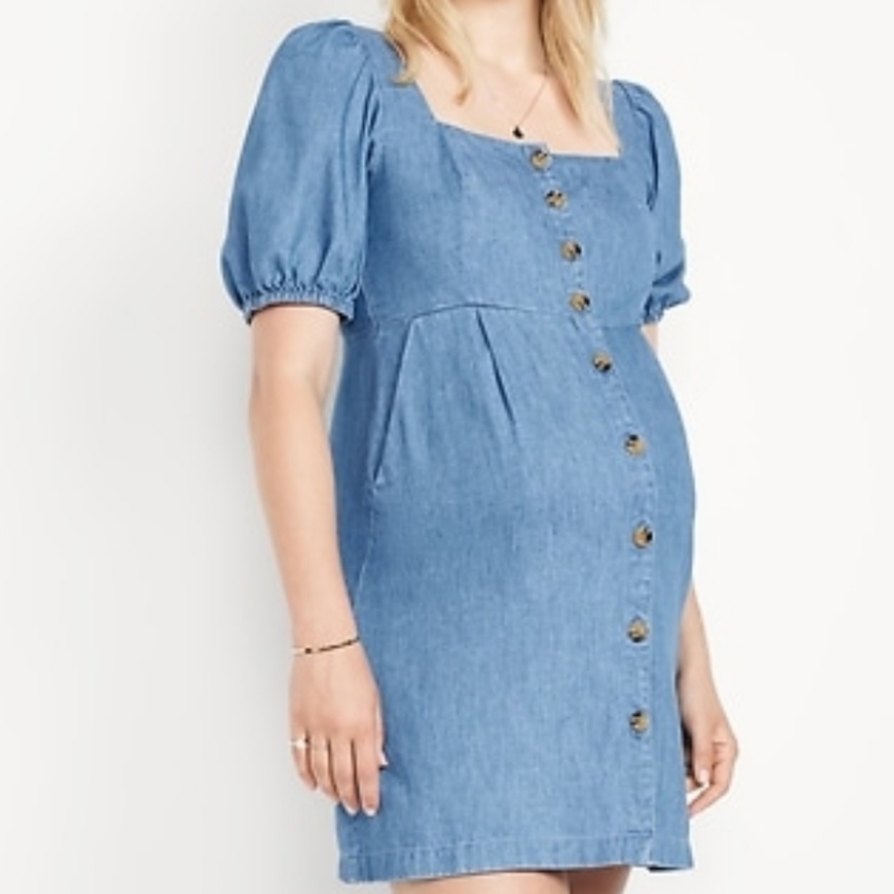 Old Navy Maternity Denium Puff Sleeve Dress
